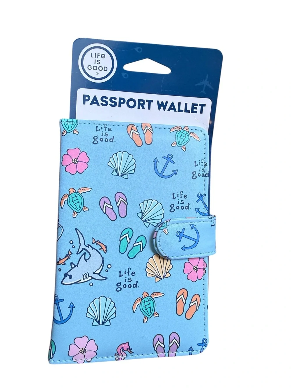 Bundle Life is Good Passport Wallet Cover Case & Luggage Tags - Coastal Beach